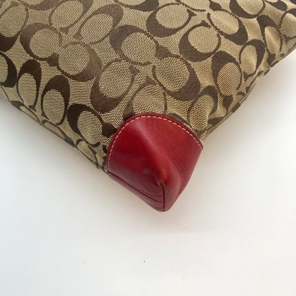 Coach Signature Canvas & Red Leather Trim Tote Bag 6082 - Picture 7 of 11